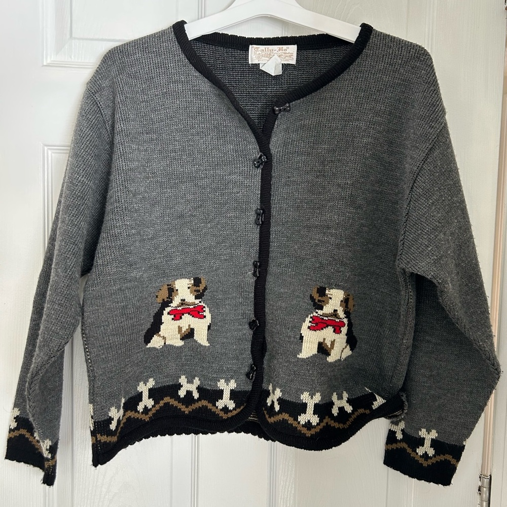 Vintage Tally Ho Dog Cardigan Sweater